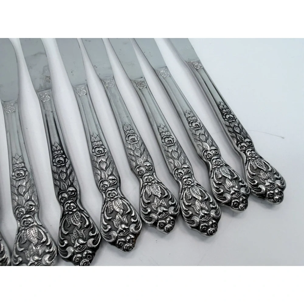Versailles Dinner Knives Stainless by MSI Japan Set Of 13 Floral